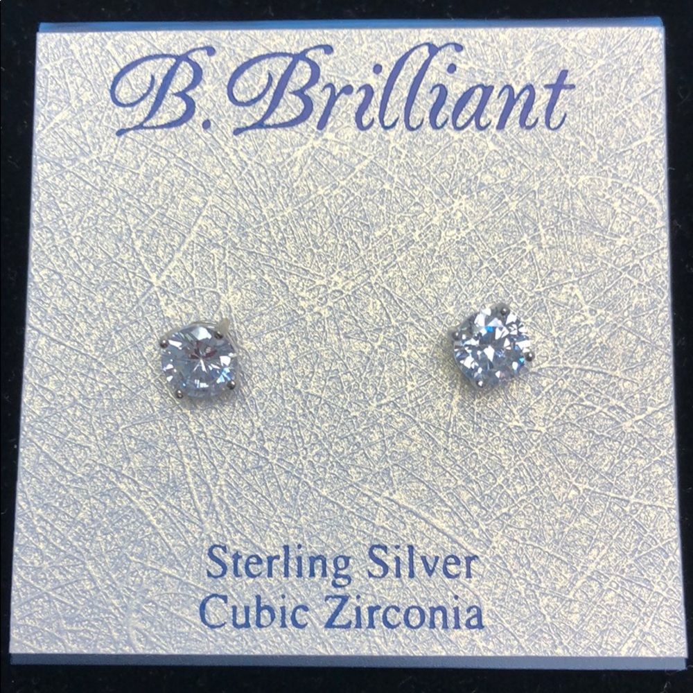 B.Brilliant Sterling Silver Cubic Zirconia Earring